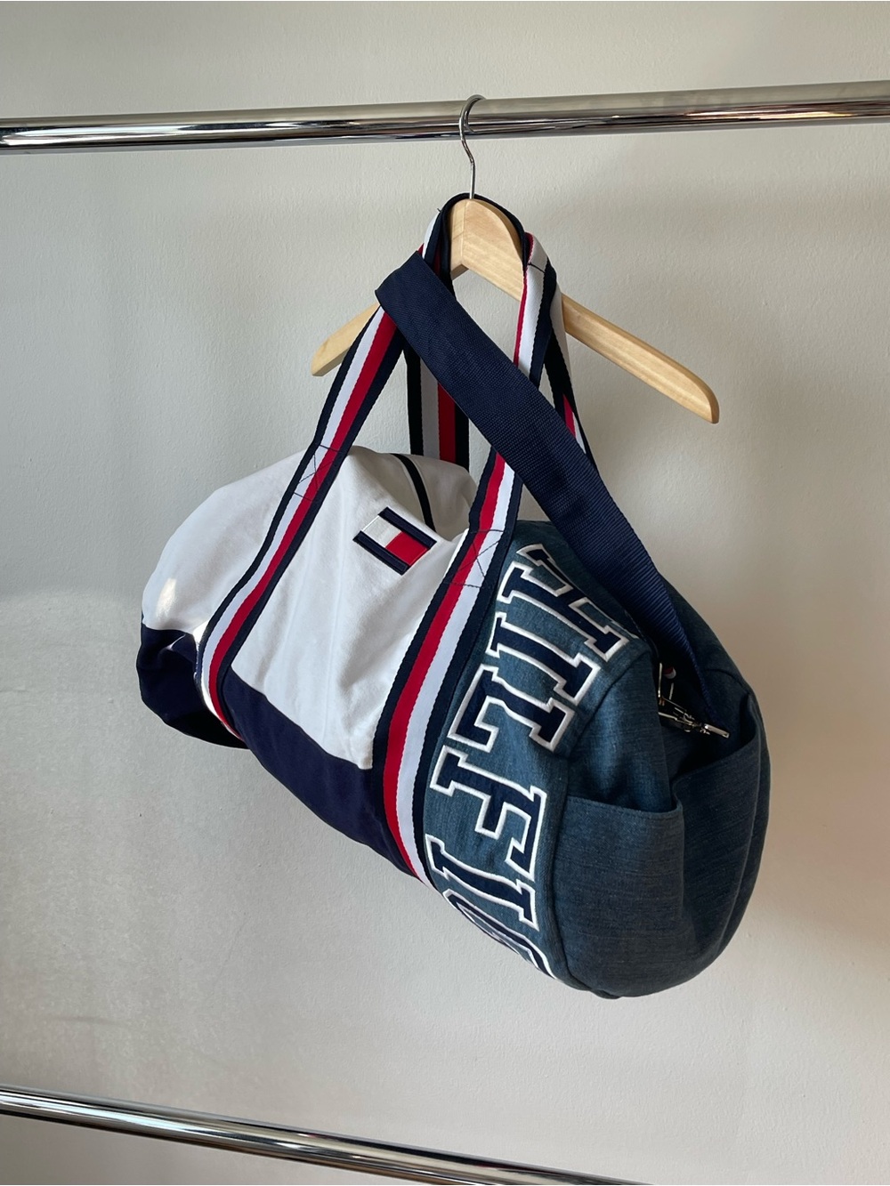 Tommy Hilfiger Navy, White & Red Canvas Duffel